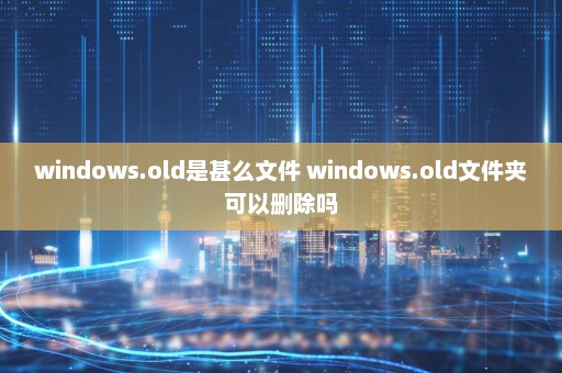 windows.old是甚么文件 windows.old文件夹可以删除吗